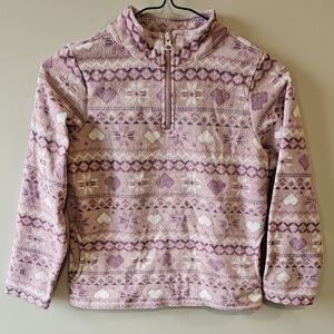 Place Medium Pink Heart-Accent Plush Half Zip Light Jacket